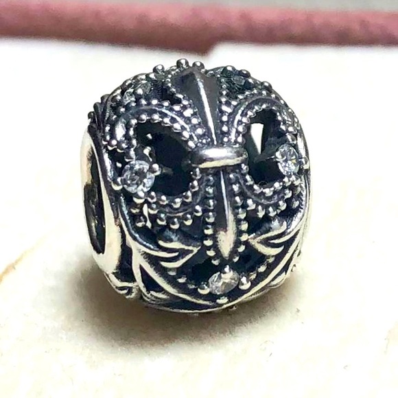 Pandora Jewelry - Pandora Sterling Silver 925 Fleur de Lis Openwork Whit Clear CZ  Charm!